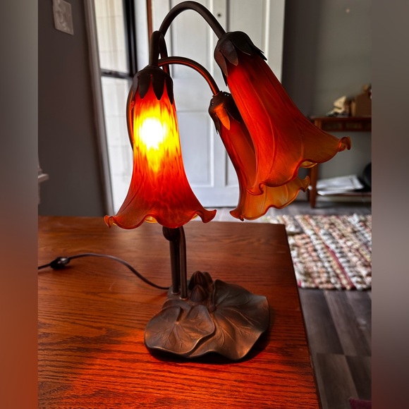 Meyda Tiffany Pond Lily 3 Light Accent Lamp, 16" Height, Amber - Picture 7 of 13